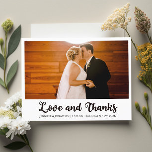 Carte Postale Mariage Amour et Remerciements Photo Merci