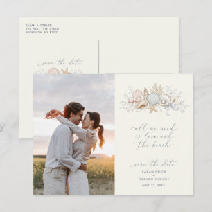 Carte Postale Mariage Amour & Plage Photo Save the Date