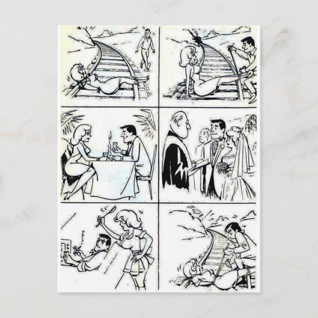 Carte Postale Mariage amusant/cycle de relation de rencontre (Devant)