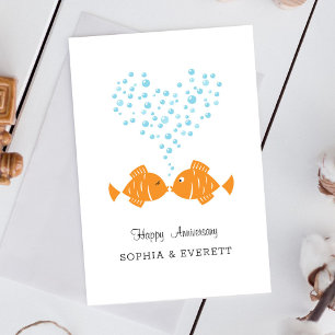 Carte Postale Mariage Anniversaire Marié Couple Coeur Poisson