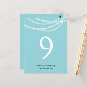 Carte Postale Mariage Aqua Élégant Lumière Étincelante Numéro de
