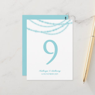 Carte Postale Mariage Aqua Élégant Lumière Étincelante Numéro de