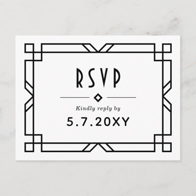Carte postale Mariage Art Déco Classy RSVP sur mes (Devant)