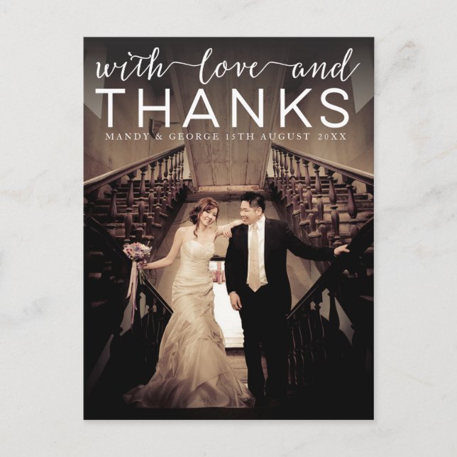 Carte postale mariage Avec Amour & Merci (Devant)