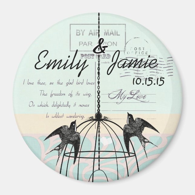 Carte postale Mariage Bird Cage Magnets Arrière -  (Devant)