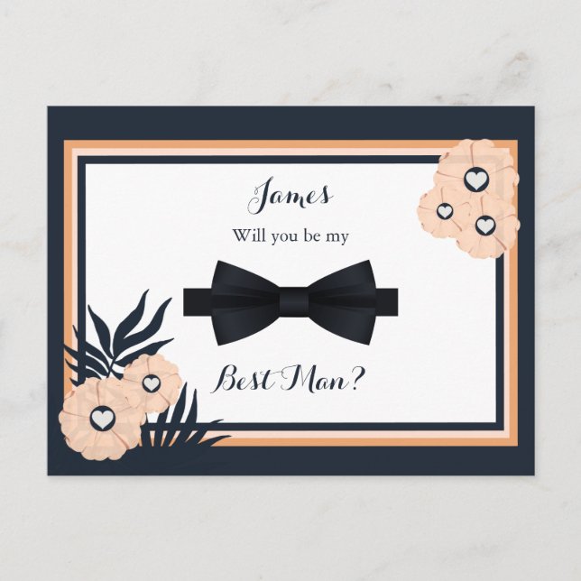 Carte Postale Mariage Black Pearl Watusi Best Man Request Card (Devant)