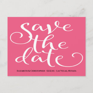 Carte Postale Mariage blanc rose simple et moderne Enregistrer l