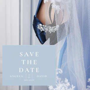 Carte Postale Mariage bleu ciel simple et moderne Enregistrer la