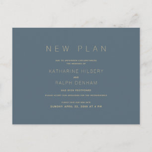 Carte Postale Mariage bleu de la Marine Nouveau plan Faire-part