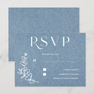 Carte Postale Mariage bleu Dusty RSVP