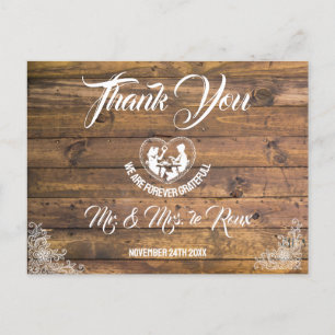 Carte Postale Mariage Bois & Cœur Aimant 