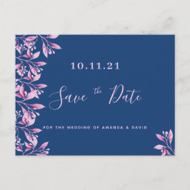 Carte Postale Mariage botanique floral rose bleu Enregistrer la 