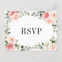 Mariage botanique géométrique rose pâle RSVP