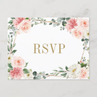 Mariage botanique géométrique rose pâle RSVP
