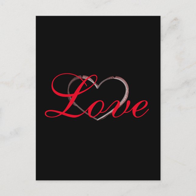 Carte Postale Mariage calligraphié gris cœur branché (Devant)