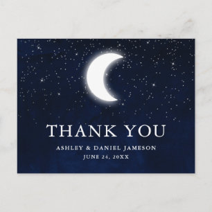 Carte Postale Mariage Céleste Ciel Lune Étoiles Merci