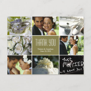 Carte postale mariage Collage Merci - Sage