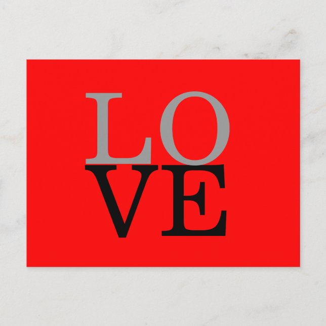Carte Postale Mariage d'amour Arrière - plan gris rouge (Devant)