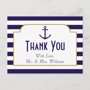 Carte Postale Mariage d'Ancre de la marine nautique et de la ban