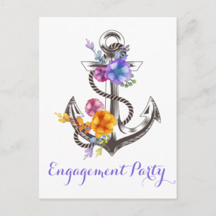 Carte Postale Mariage d'Ancre florale du Nautical Engagement Par