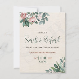 Carte Postale Mariage d'aquarelle verte à Rose d'âge minimal
