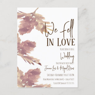 Carte Postale Mariage d'automne Aquarelle Feuille Marron 