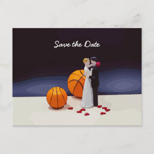 Carte Postale Mariage de basket-ball Sauvez la date avec marié m