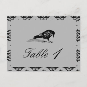 Carte Postale Mariage de cadre gothique corbeau noir Numéro de t