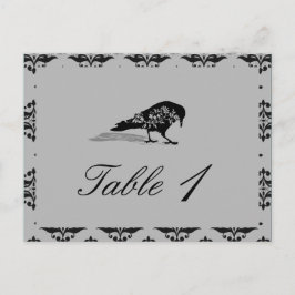Carte Postale Mariage de cadre gothique corbeau noir Numéro de t