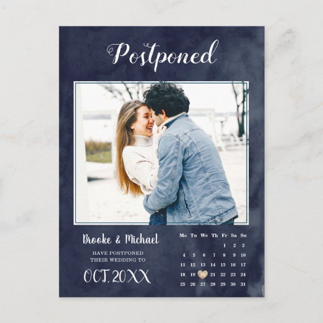 Carte Postale Mariage de calendrier photo élégant report (Devant)