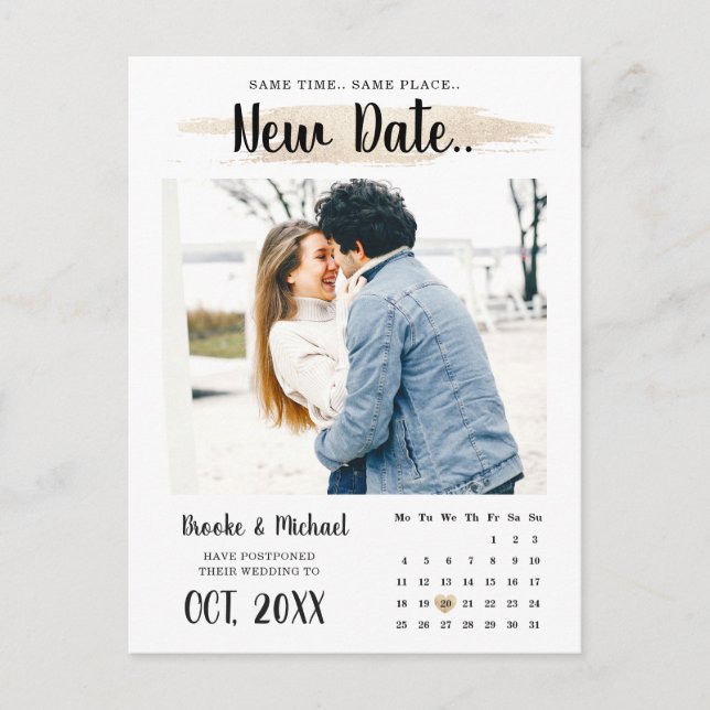Carte Postale Mariage de calendrier photo élégant repoussé (Devant)
