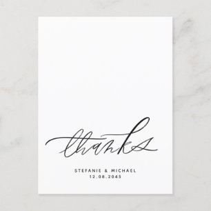 Carte Postale Mariage de calligraphie de pinceau moderne Merci