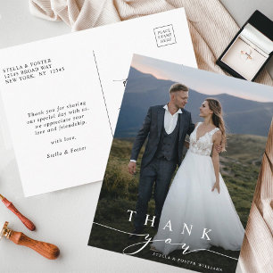 Carte Postale Mariage de calligraphie élégant Merci photo