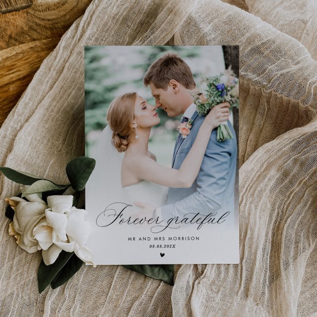 Carte Postale mariage de calligraphie noire merci photo (Créateur téléchargé)