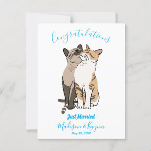 Carte Postale Mariage de Chats Mignons