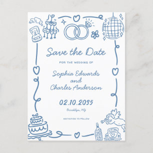 Carte Postale Mariage de doodle avec main de lunette de lunette 
