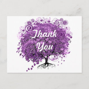 Carte Postale Mariage de feuille de coeur pourpre de forêt