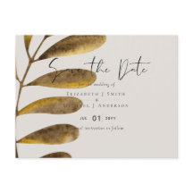 Mariage de Feuilles de bronze Enregistrer la date