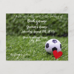 Carte Postale Mariage de football avec balle de football et coeu