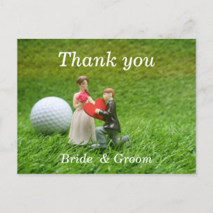 Carte Postale Mariage de golf avec mariée et marié golfeur avec