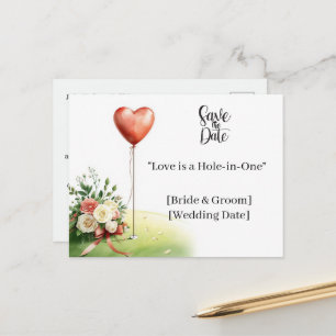 Carte Postale Mariage de Golf "Save the Date" Élégant Parcours d