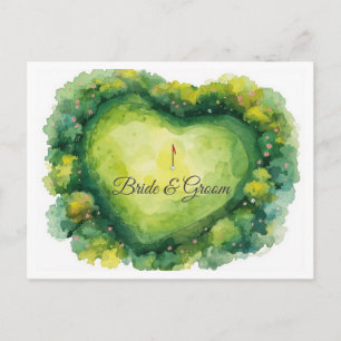 Carte Postale Mariage de golf terrain de golf en forme de cœur