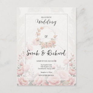 Carte Postale Mariage de jardin romantique aux fleurs roses douc