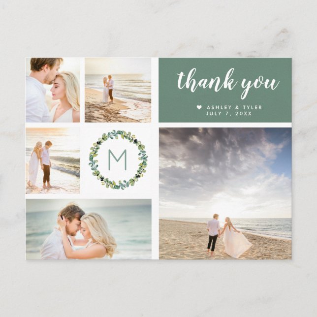 Carte Postale Mariage de la couronne d'Eucalyptus Photo Collage  (Devant)