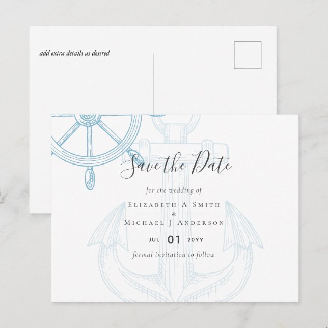 Carte Postale Mariage de la Roue de Navires de Navigation (Devant / Derrière)
