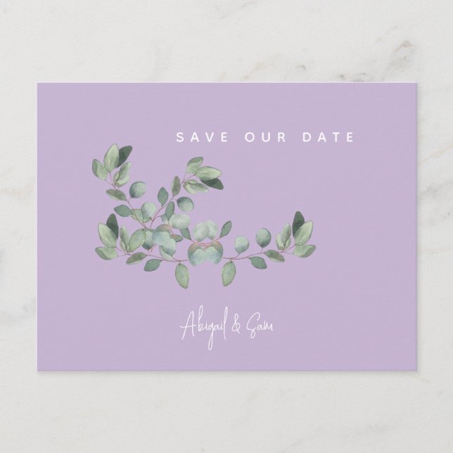 Carte Postale Mariage de lavande et de feuillage Enregistrer la  (Devant)