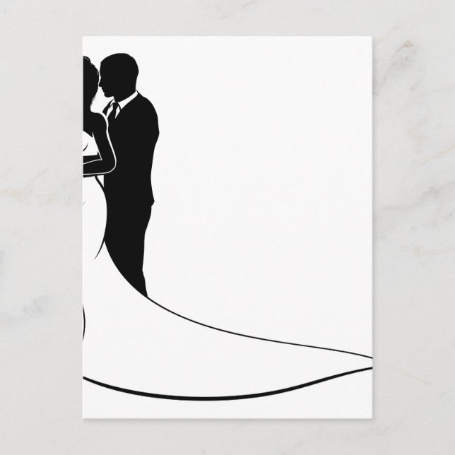 Carte Postale Mariage de mariée et de chambre à couple Silhouett (Devant)