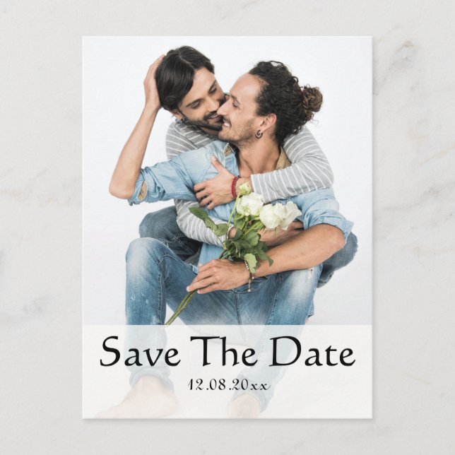 Carte Postale Mariage de même sexe photo Gay Save the Date (Devant)