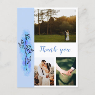 Carte postale Mariage de Merci à fleurs bleu foncé