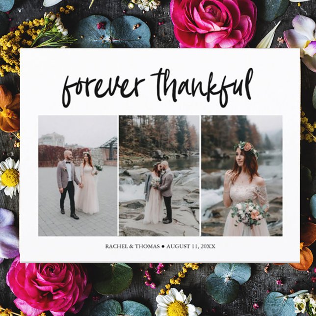 Carte postale Mariage de Merci photo Modern Script (Créateur téléchargé)